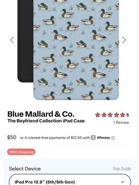 The Boyfriend Collection iPad Case - Light Blue Mallard Print